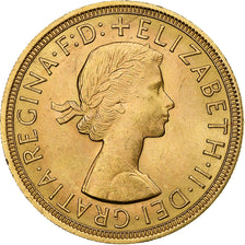 Gran Bretaña, Elizabeth II, Sovereign, 1957, London, SC, Oro, KM:908