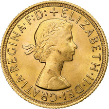 Wielka Brytania, Elizabeth II, Sovereign, 1963, MS(63), Złoto, KM:908