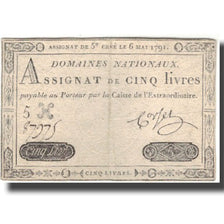 France, 5 Livres, 1791, 1791-05-06, VF(30-35), KM:A42, Lafaurie:137