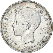 Monnaie, Espagne, Alfonso XIII, 5 Pesetas, 1898, TTB, Argent, KM:707