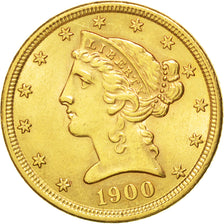 Etats-Unis, 5 Dollars Coronet Head 1900 Philadelphie, KM 101