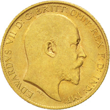 GREAT BRITAIN, 1/2 Sovereign, 1906, KM #804, EF(40-45), Gold, 3.97