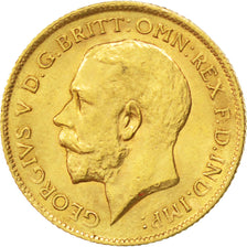 GREAT BRITAIN, 1/2 Sovereign, 1911, KM #819, AU(55-58), Gold, 3.98