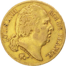 Louis XVIII, 20 Francs Or buste nu 1824 Paris, KM 712.1