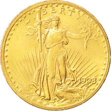 UNITED STATES, Saint-Gaudens, $20, Double Eagle, 1908, U.S. Mint, KM #127,...