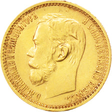 Russia, Nicholas II, 5 Roubles, 1899, St. Petersburg, BB+, Oro, KM:62