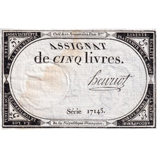 France, 5 Livres, An 2, SERIE 17145, EF(40-45), KM:A76, Lafaurie:171