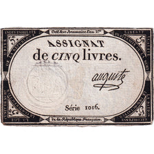 Francja, 5 Livres, An 2, SERIE 1016, EF(40-45), KM:A76, Lafaurie:171