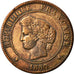 Moneta, Francia, Cérès, 5 Centimes, 1880, Paris, BB, Bronzo, KM:821.1