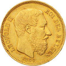 Belgique, Leopold II, 20 Francs, 20 Frank, 1869, TTB, Or, KM:32