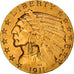 Moneda, Estados Unidos, Indian Head, $5, Half Eagle, 1911, U.S. Mint, San