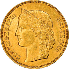 Moneta, Szwajcaria, 20 Francs, 1890, Bern, AU(50-53), Złoto, KM:31.3