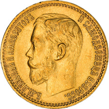 Munten, Rusland, Nicholas II, 5 Roubles, 1898, St. Petersburg, PR, Goud, KM:62