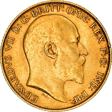 Coin, Great Britain, Edward VII, 1/2 Sovereign, 1908, London, AU(50-53), Gold