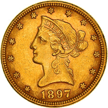 Moneta, USA, Coronet Head, $10, Eagle, 1897, U.S. Mint, Philadelphia, AU(50-53)