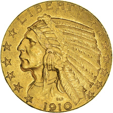 Coin, United States, Indian Head, $5, Half Eagle, 1910, U.S. Mint, Philadelphia