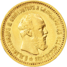 Russia, Alexander III, 5 Roubles, 1891, St. Petersburg, BB, Oro, KM:42