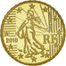 France, 10 Euro Cent, 2010, Paris, Proof / BE, MS(65-70), Brass, KM:1410