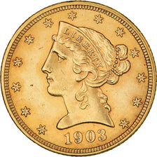 Moneta, Stati Uniti, Coronet Head, $5, Half Eagle, 1903, U.S. Mint