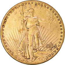 Coin, United States, Saint-Gaudens, $20, Double Eagle, 1914, U.S. Mint, Denver