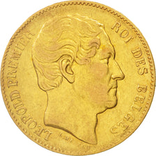 Belgio, Leopold I, 20 Francs, 20 Frank, 1865, BB, Oro, KM:23