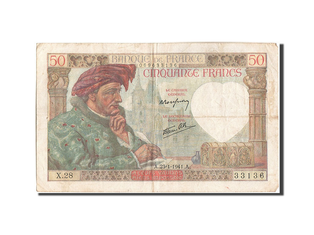 Banknote France 50 Francs 50 F 1940-1942 ''Jacques Coeur'' 1941 1941-01 ...