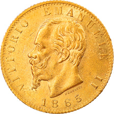 Coin, Italy, Vittorio Emanuele II, 20 Lire, 1865, Torino, MS(60-62), Gold