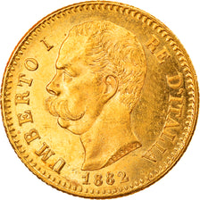 Moeda, Itália, Umberto I, 20 Lire, 1882, Rome, MS(63), Dourado, KM:21