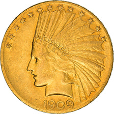 Coin, United States, Indian Head, $10, Eagle, 1909, U.S. Mint, Philadelphia