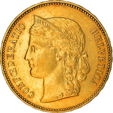 Moneta, Szwajcaria, 20 Francs, 1895, Bern, AU(55-58), Złoto, KM:31.3