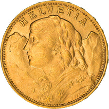 Moeda, Suíça, 20 Francs, 1927, Bern, MS(63), Dourado, KM:35.1