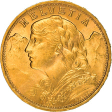 Coin, Switzerland, 20 Francs, 1922, Berne, MS(60-62), Gold, KM:35.1