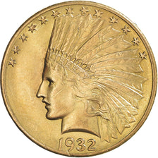 Moneta, USA, Indian Head, $10, Eagle, 1932, U.S. Mint, Philadelphia, AU(55-58)