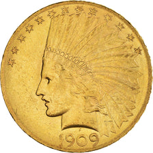 Coin, United States, Indian Head, $10, Eagle, 1909, U.S. Mint, Philadelphia