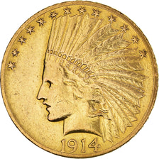 Coin, United States, Indian Head, $10, Eagle, 1914, U.S. Mint, Philadelphia