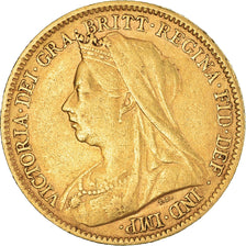 Moneda, Gran Bretaña, Victoria, 1/2 Sovereign, 1901, London, MBC+, Oro, KM:784