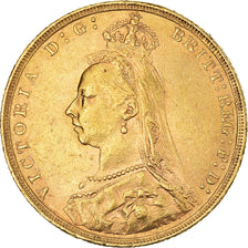 Moneda, Gran Bretaña, Victoria, Sovereign, 1891, Melbourne, MBC+, Oro, KM:767