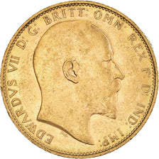 Monnaie, Grande-Bretagne, Edward VII, Sovereign, 1908, Souverain, SUP, Or