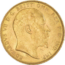 Moeda, Grã-Bretanha, Edward VII, Sovereign, 1908, Souverain, AU(55-58)