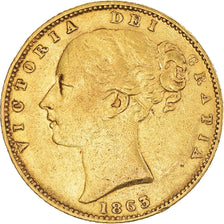 Coin, Great Britain, Victoria, Sovereign, 1863, Souverain, AU(50-53), Gold