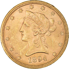 Moneta, USA, Coronet Head, $10, Eagle, 1894, U.S. Mint, Philadelphia, AU(50-53)