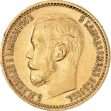 Moneda, Rusia, Nicholas II, 5 Roubles, 1898, St. Petersburg, MBC+, Oro, KM:62