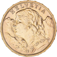 Coin, Switzerland, 20 Francs, 1913, Bern, MS(63), Gold, KM:35.1