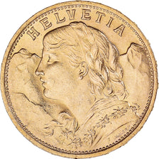 Moneta, Szwajcaria, 20 Francs, 1922, Berne, MS(63), Złoto, KM:35.1