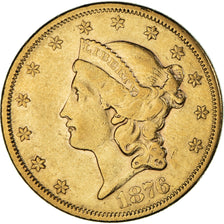 Moneda, Estados Unidos, $20, Double Eagle, 1876, San Francisco, MBC, Oro