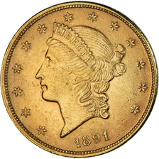 Monnaie, États-Unis, $20, Double Eagle, 1891, Philadelphie, TTB+, Or, KM:74.3