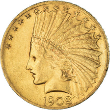 Moneta, USA, Indian Head, $10, Eagle, 1908, Philadelphia, AU(55-58), Złoto