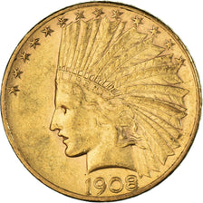 Coin, United States, Indian Head, $10, Eagle, 1908, Philadelphia, AU(55-58)