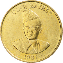 Monnaie, Zaïre, 5 Zaïres, 1987, SPL, Laiton, KM:14