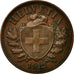 Moneta, Szwajcaria, 2 Rappen, 1912, Bern, AU(50-53), Bronze, KM:4.2